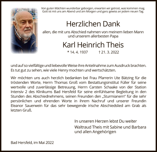 Traueranzeige von Karl Heinrich  Theis von HZ