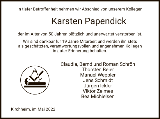 Traueranzeige von Karsten Papendick von HZ