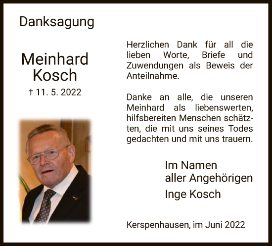 Traueranzeige von Meinhard Kosch von HZ