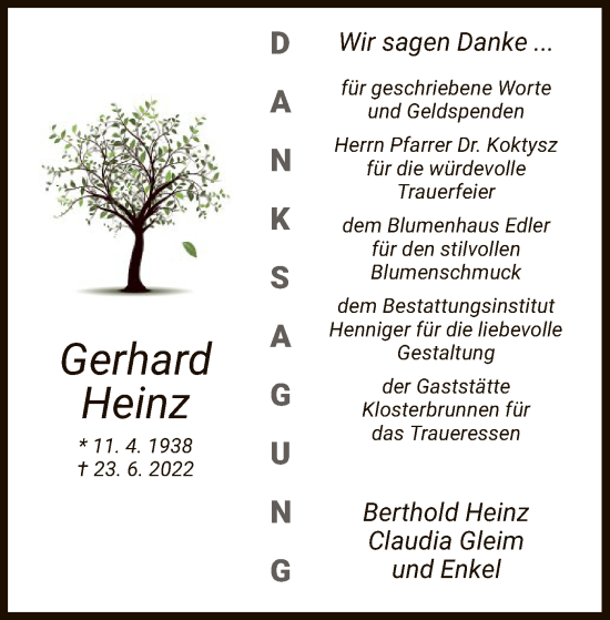 Traueranzeige von Gerhard Heinz von HZ