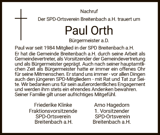 Traueranzeige von Paul Orth von HZ