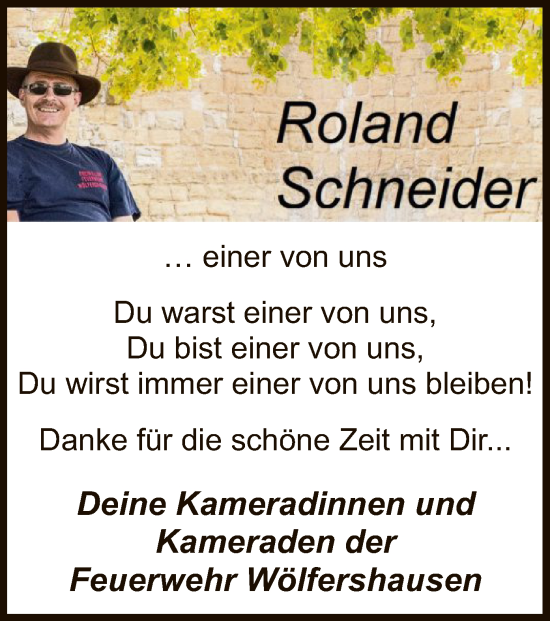 Traueranzeige von Roland Schneider von HZ