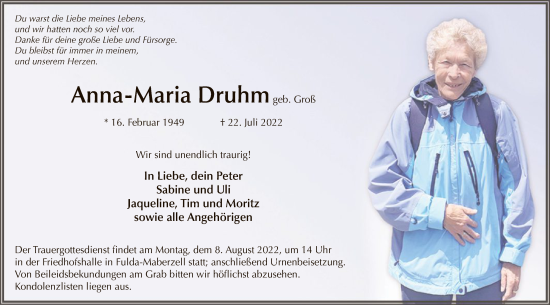 Traueranzeige von Anna-Maria Druhm von HZ