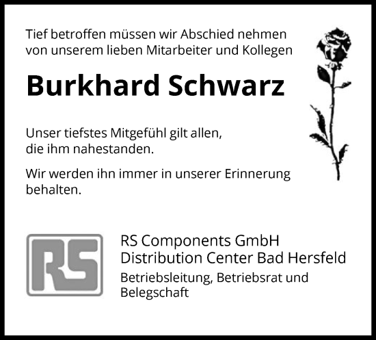 Traueranzeige von Burkhard Schwarz von HZ
