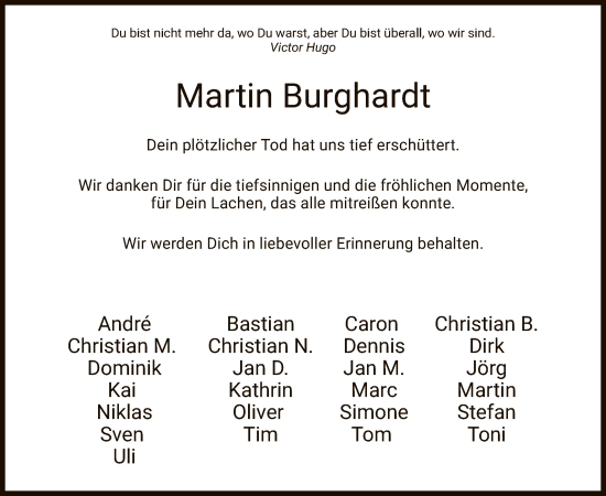 Traueranzeige von Martin Burghardt von HZ