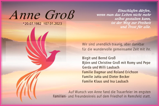 Traueranzeige von Anne Groß von HNA