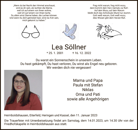 Traueranzeige von Lea Söllner von HZ