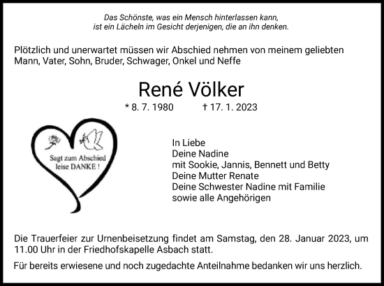 Traueranzeige von René Völker von HZ