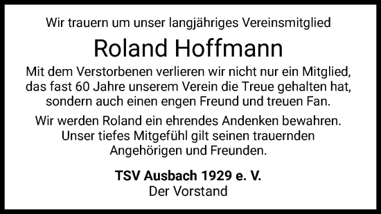 Traueranzeige von Roland Hoffmann von HZ