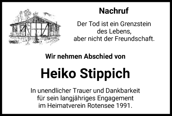 Traueranzeige von Heiko Stippich von HZ