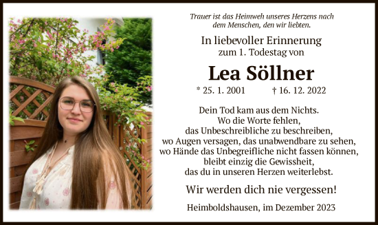 Traueranzeige von Lea Söllner von HZ