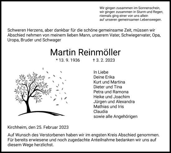 Traueranzeige von Martin Reinmöller von HZ