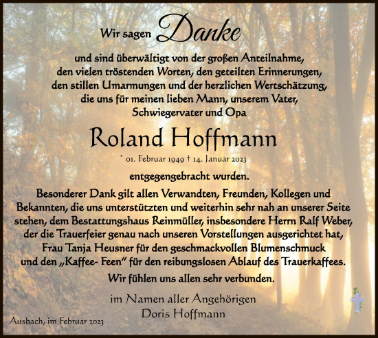 Traueranzeige von Roland Hoffmann von HNA