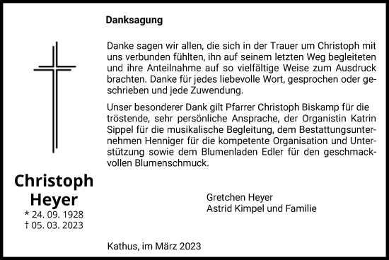 Traueranzeige von Christoph Heyer von HZ