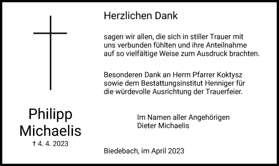 Traueranzeige von Philipp Michaelis von HZ