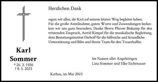 Traueranzeige von Karl Sommer von HZ