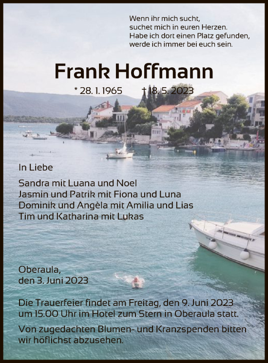 Traueranzeige von Frank Hoffmann von HZ