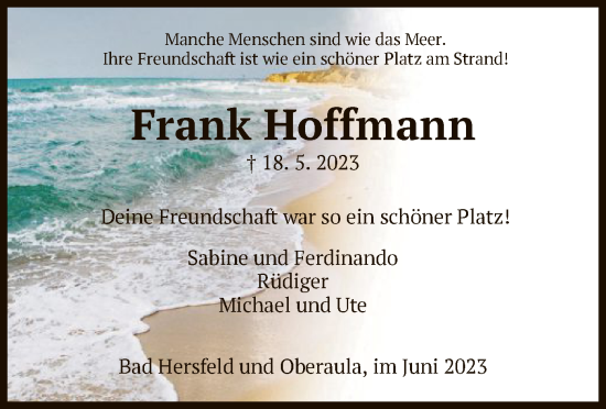 Traueranzeige von Frank Hoffmann von HZ