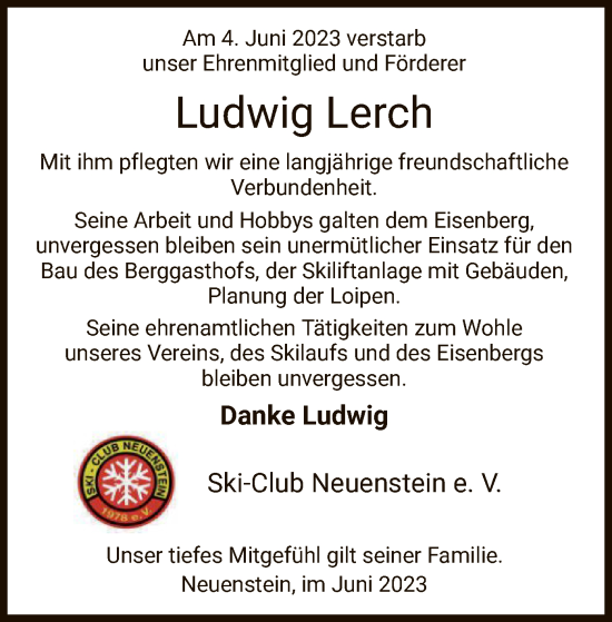 Traueranzeige von Ludwig Lerch von HZ