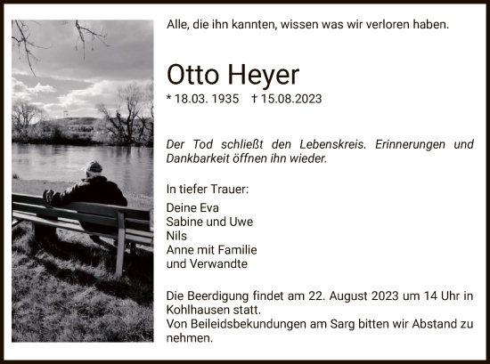 Traueranzeige von Otto Heyer von HZ