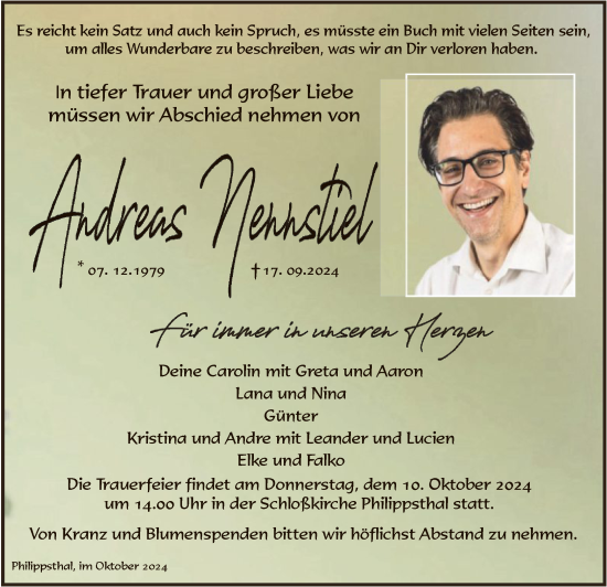 Traueranzeige von Andreas Nennstiel von HZ