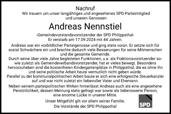 Traueranzeige von Andreas Nennstiel von HZ