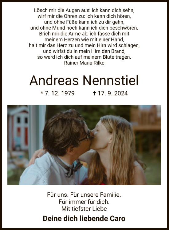 Traueranzeige von Andreas Nennstiel von HZ