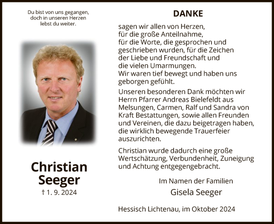 Traueranzeige von Christian Seeger von HNA