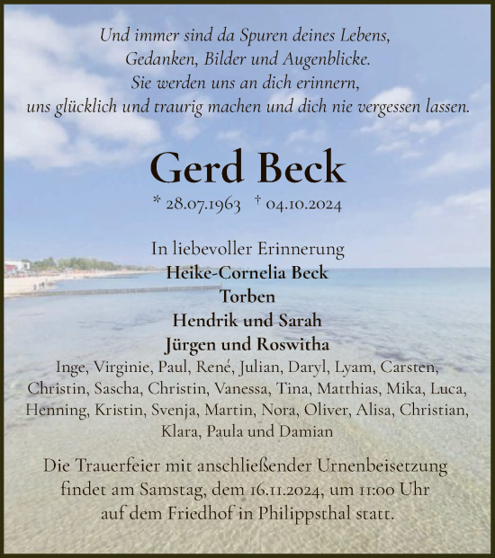 Traueranzeige von Gerd Beck von HZ