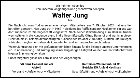 Traueranzeige von Walter Jung von HZ