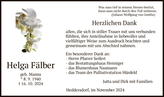 Traueranzeige von Helga Fälber von HZ