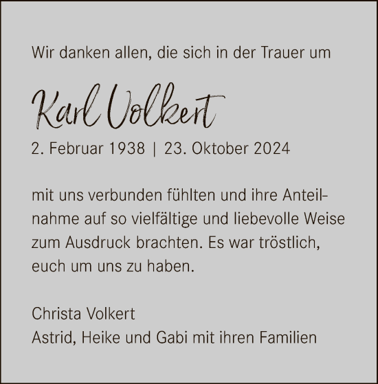 Traueranzeige von Karl Volkert von HZ