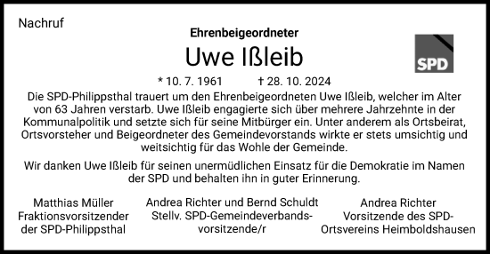 Traueranzeige von Uwe Ißleib von HZ