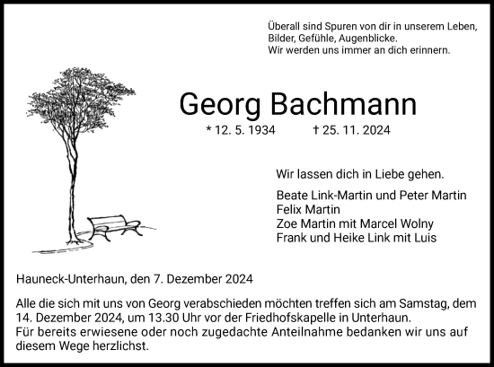 Traueranzeige von Georg Bachmann von HZ