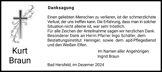 Traueranzeige von Kurt Braun von HZ