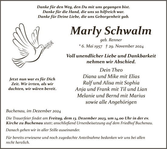 Traueranzeige von Marly Schwalm von HZ