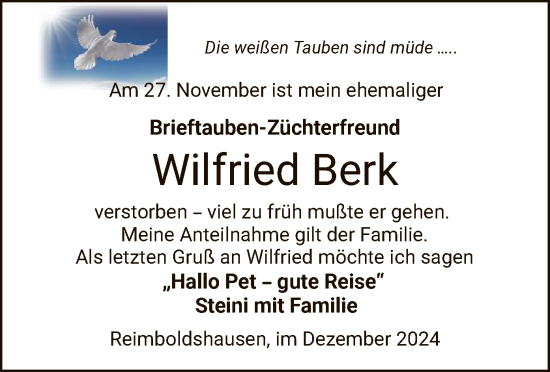 Traueranzeige von Wilfried Berk von HZ