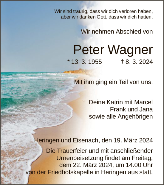 Traueranzeige von Peter Wagner von HZ