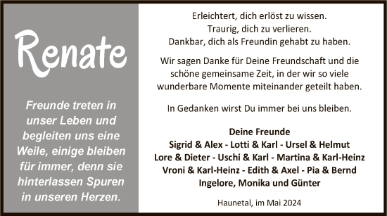 Traueranzeige von Renate  von HZ