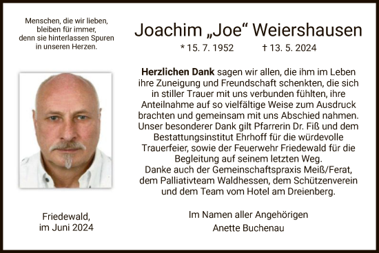 Traueranzeige von Joachim Weiershausen von HZ