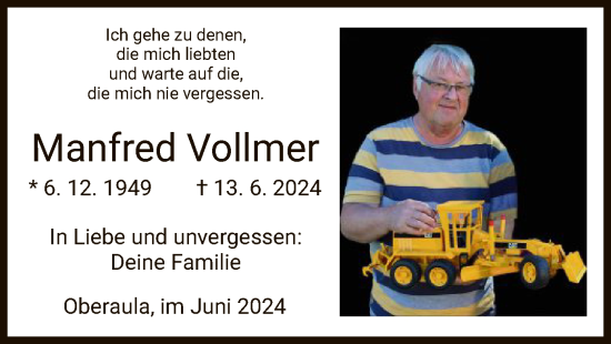 Traueranzeige von Manfred Vollmer von HZ