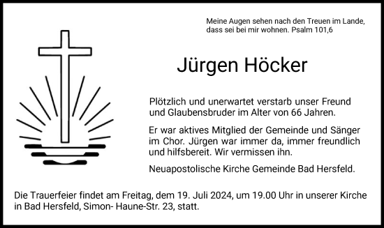 Traueranzeige von Jürgen Höcker von HZ
