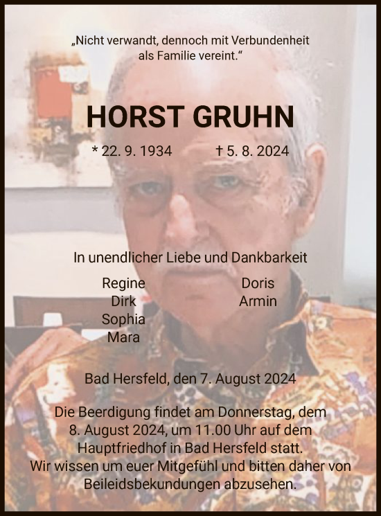 Traueranzeige von Horst Gruhn von HZ