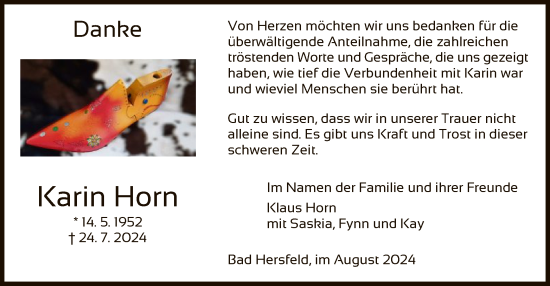 Traueranzeige von Karin Horn von HZ