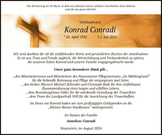 Traueranzeige von Konrad Conradi von HZ