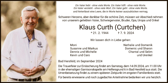 Traueranzeige von Klaus Curth von HZ