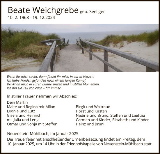 Traueranzeige von Beate Weichgrebe von HZ