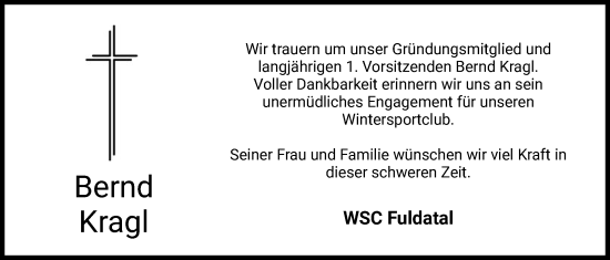 Traueranzeige von Bernd Kragl von HZ