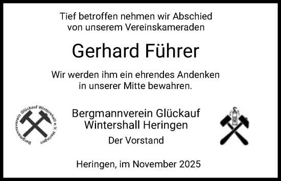 Traueranzeige von Gerhard Führer von HZ