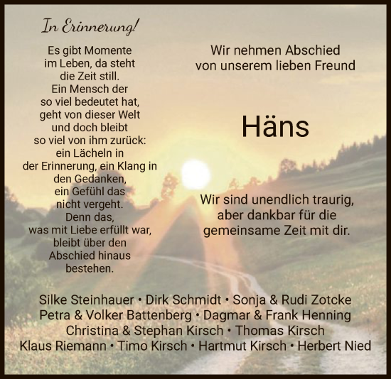 Traueranzeige von Häns Dippel von HZ